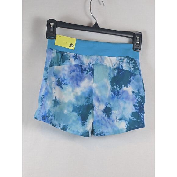 All In Motion Shorts Tie Dye Blue Quick Dry Woven Teal Girls M 7/8 Side‎ Pockets - Picture 8 of 8